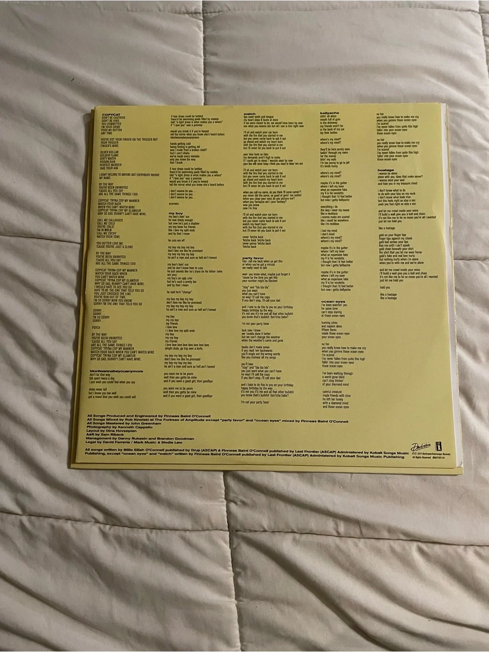 BILLIE EILLISH COPYCAT RECORD RED COLORED VINYL